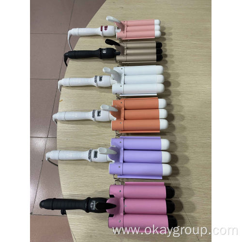 three barrel ceramic Ionic big wave curler automatic